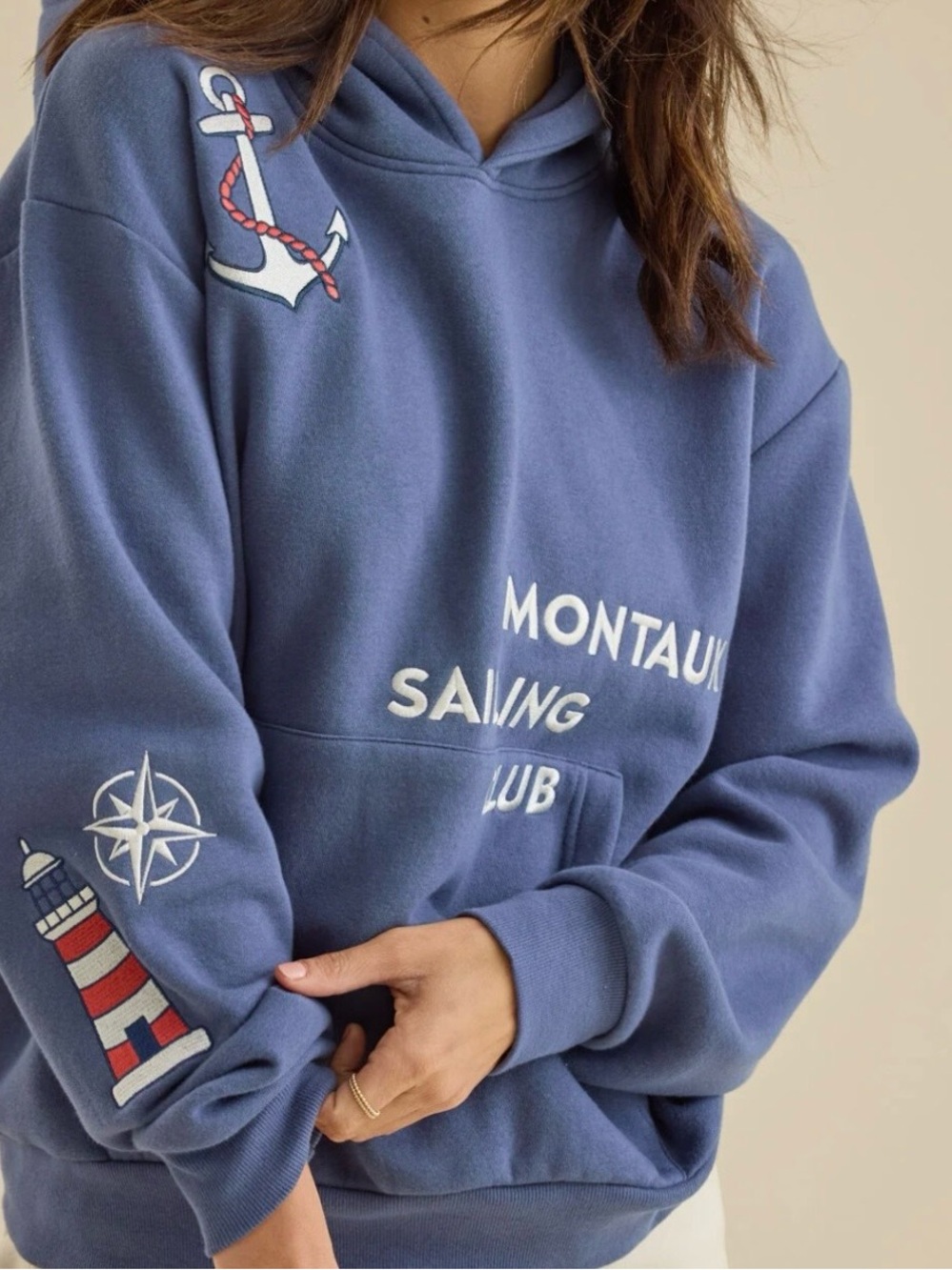 NEW Altar’d State Coastal Sailing Montauk Embroidered Hoodie Sweatshirt Size S